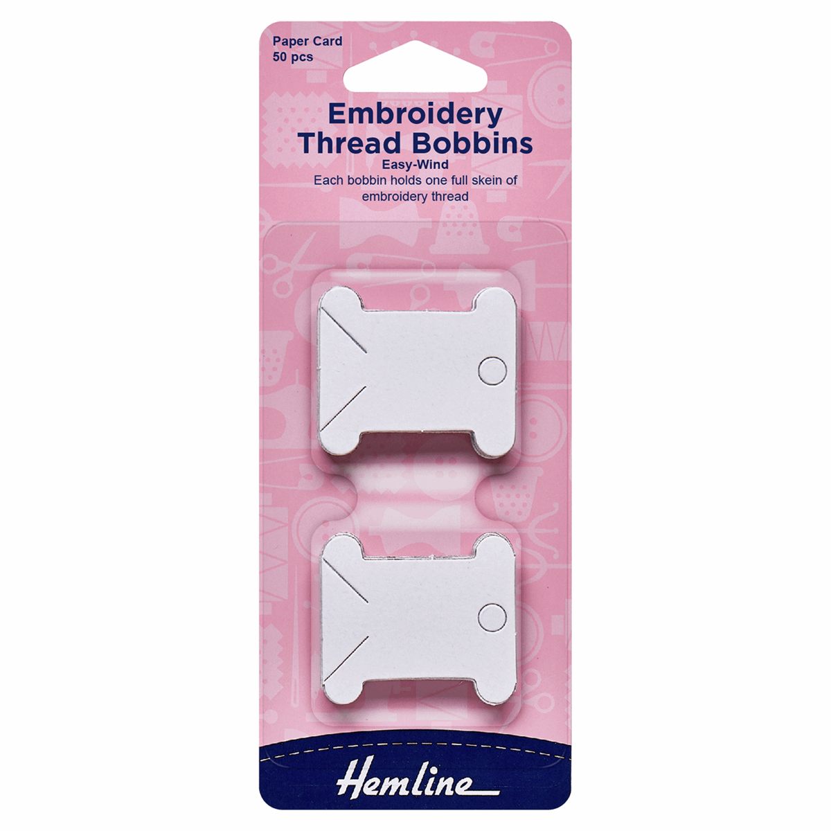 Embroidery Thread Bobbins: Paper: 50 Pieces by Hemline 