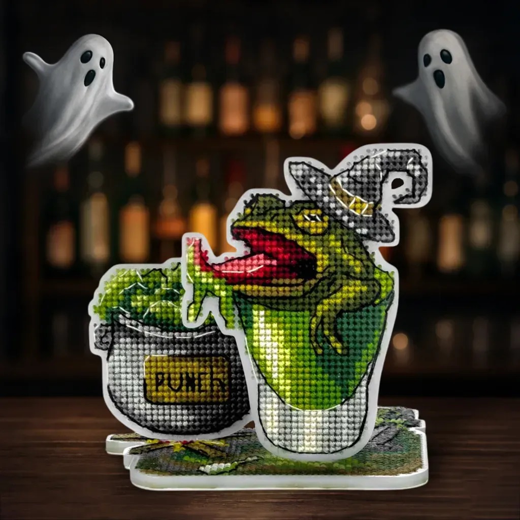Wonderland Crafts - FLX-125 “Frog Cocktail” - Plastic Cross-Stitch Kit