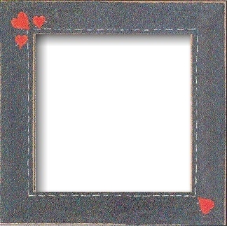 GBFRFA3 Matte Blue with Hand painted Primitive Hearts  Frame 8"X 8". by Mill Hill