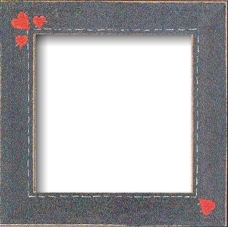GBFRFA3 Matte Blue with Hand painted Primitive Hearts  Frame 8"X 8". by Mill Hill - Only 1 Available 