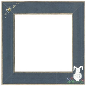 GBFRFA12 Matte Blue with Hand painted Bumble Bee & Bunny Frame 8"X 8".  by Mill Hill