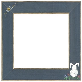 GBFRFA12 Matte Blue with Hand painted Bumble Bee & Bunny Frame 8"X 8".  by Mill Hill Only 1 Available 
