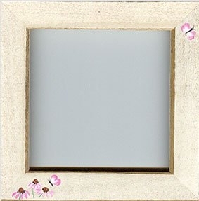 GBFRFA17 Matte Antique White with Hand painted  Butterfly & Cornflowers Frame 8"X 8".  by Mill Hill - Only 3 Available 