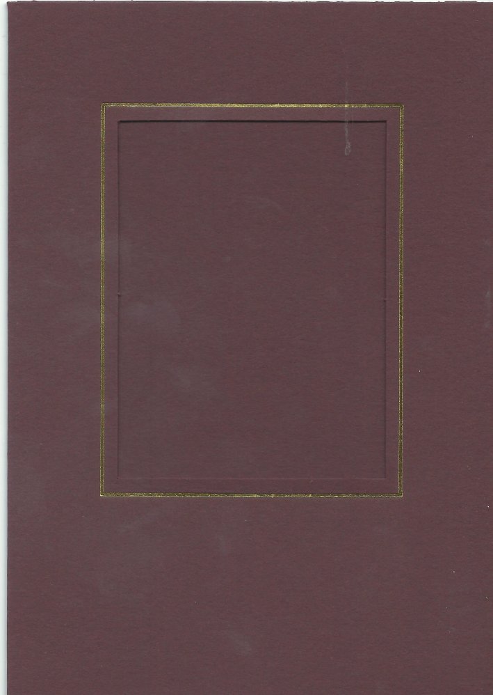 PK026-19 Maroon  Medium Rectangle Card Double Fold with Small Rectangle Aperture.   Pack of 5 Cards
