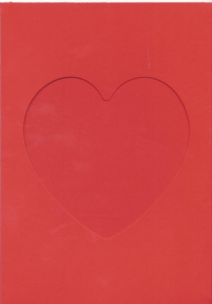 PK011-17 Bright Red Double Fold with Medium Heart Aperture. Pack of 5 Cards.