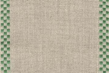 Checkers Natural/Green.  27 count Linen. Per Metre 100cm x 12.5cm (4.7")