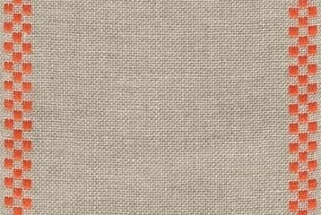 Checkers Natural/Orange.  27 count Linen. Half Yard 18"  x 5.9"  Discontinued 