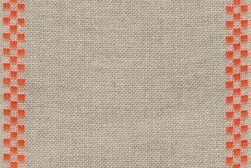 Checkers Natural/Orange.  27 count Linen. Half Metre 50cm x 15.5cm  (5.9")