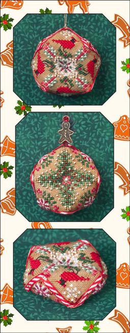  JN284 Tiny Christmas Biscornu by Just Nan