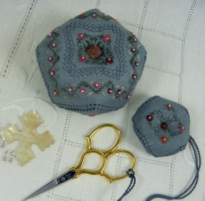  DR113 - Carnelian Rose Biscornu by Drawn Thread