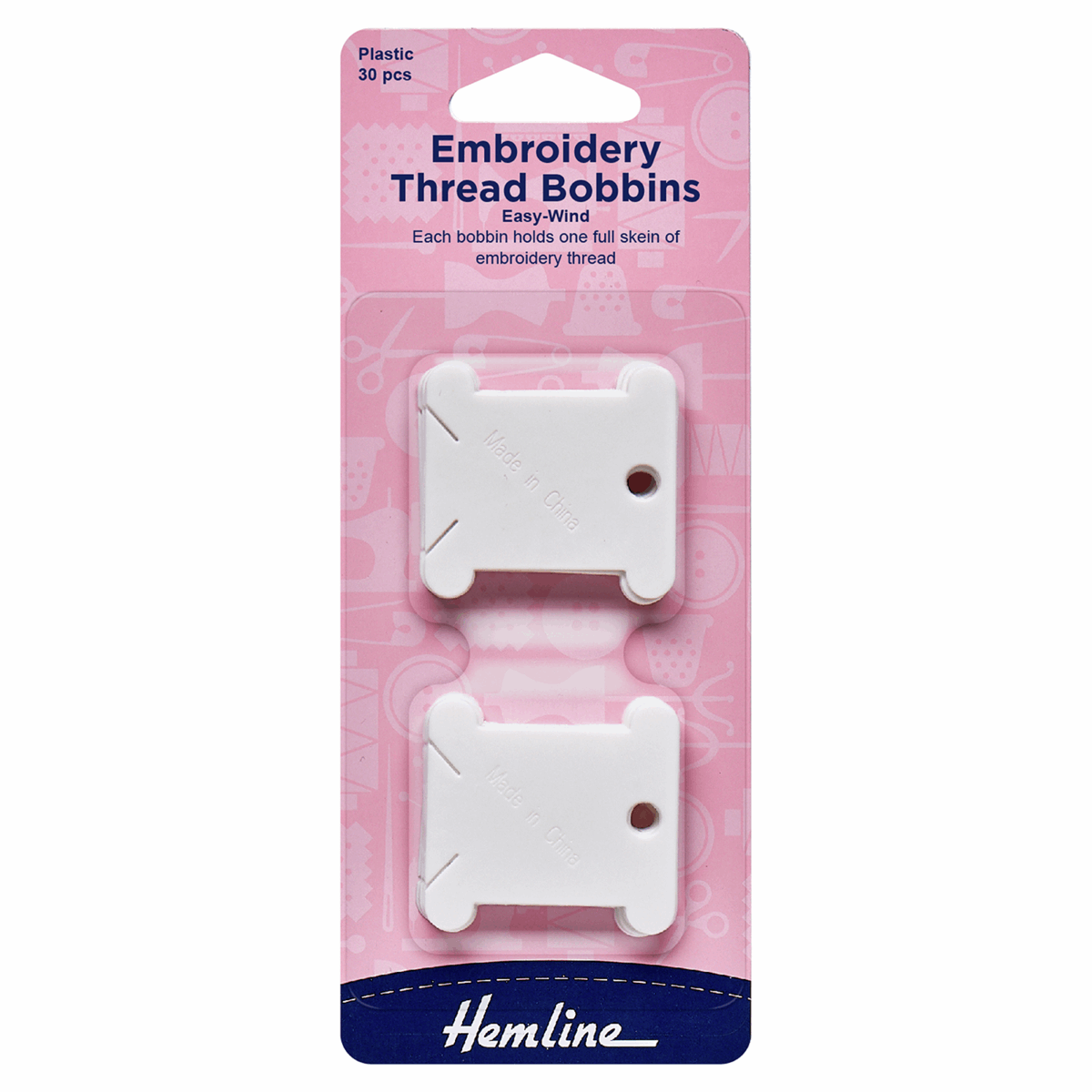 Embroidery Thread Bobbins: Plastic: 30 Pieces by Hemline 