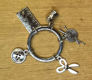 Project Bag Bling -  Cotton Real, Ball of Knitting Wool, Scissors, Button, & Ruler by Fancy Yarn - only 2 in stock