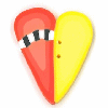 ss1000 Yellow /Orange Heart  : by Just Another Button Company