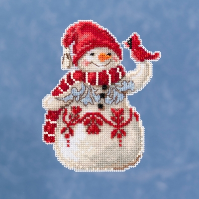 JS20-1914 Snowman with Cardinal by Mill Hill 