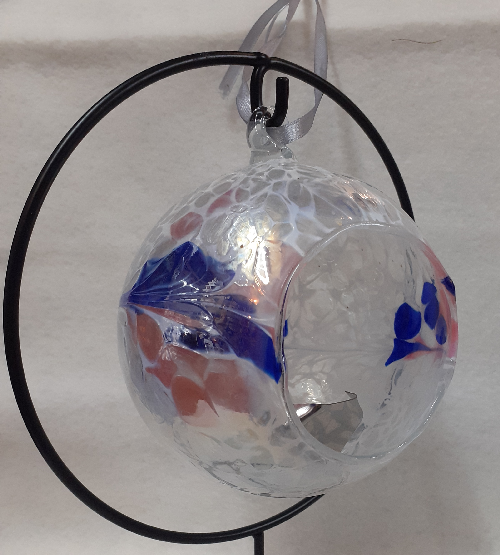 12.5cm : Friendship Hanging Tealight Sphere : Blue, Pink  & White  by Nobile' RRP £18.75
