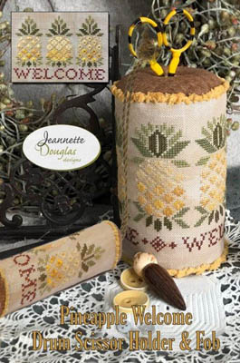 Pineapple Welcome Drum Scissors Holder & Fob by Jeannette Douglas Designs 