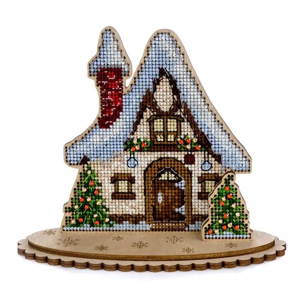 FLW-047 House - Cross stitch Kit - 11cm x 11.5cm Wonderland Crafts