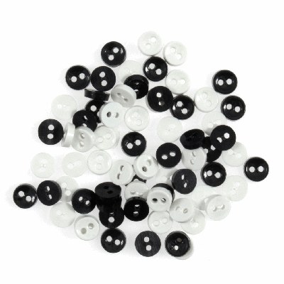 Mixed Round  Monochrome Mini  6mm - Buttons 4g B6407\50