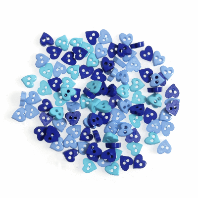 Mixed Hearts Blue Mini  6mm - Buttons 5g B6302\16