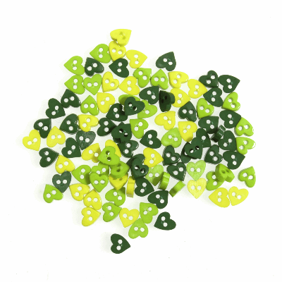 Mixed Hearts Green Mini  6mm - Buttons 5g B6302\22