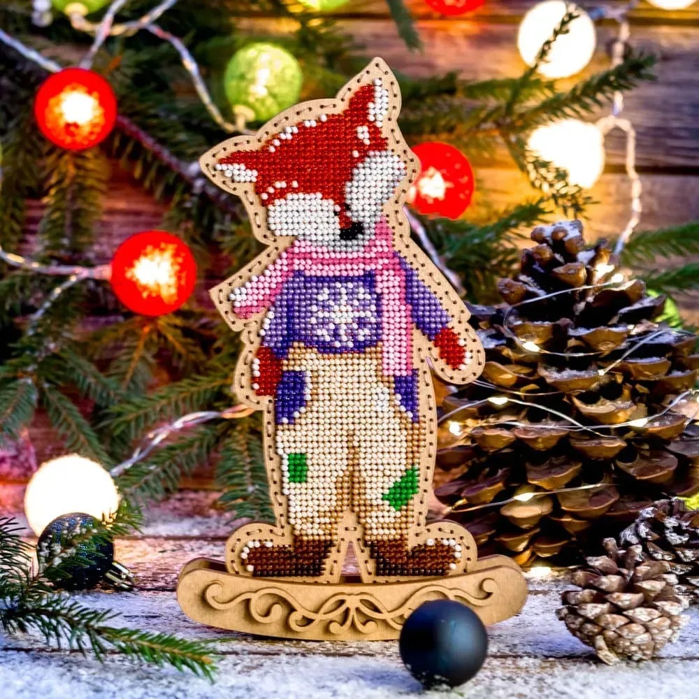 Wonderland Crafts - FLK-291 – Rocking Ornament “Charming Fox” Wooden Bead Kit 