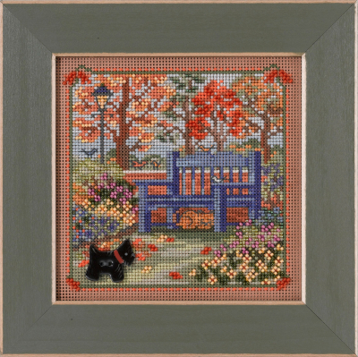 MH14-2223 Autumn Bench- Country Lane by Mill Hill   