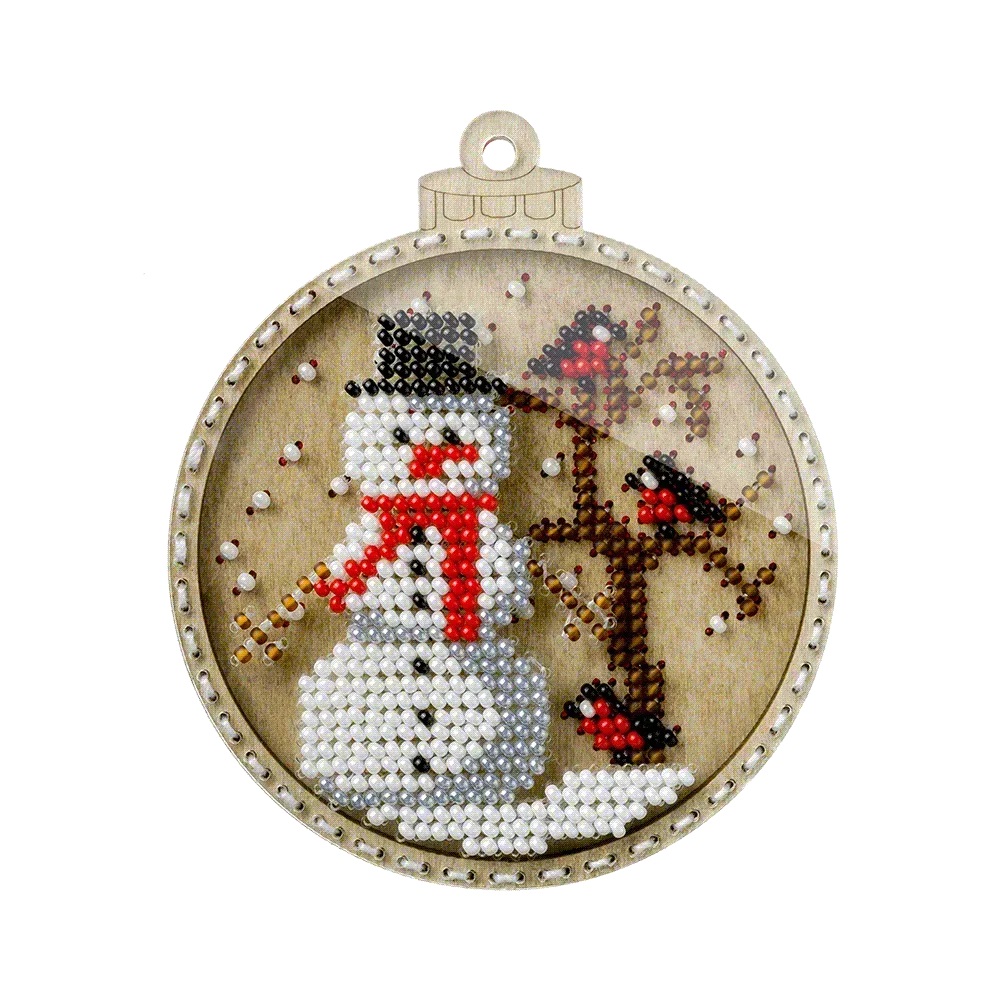 Wonderland Crafts - FLK-368   “Snowman” Wooden Bead Ornament Kit 