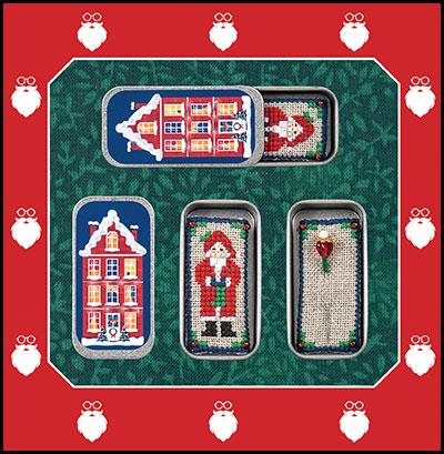 JN336  Santa's in the House Mini Needle Slide, Needle Sampler by Just Nan