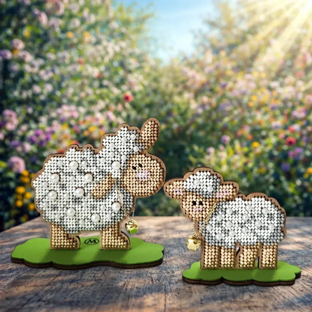 Wonderland Crafts -  FLK-618 – “Gentle Little Sheep” Wooden Bead Kit 