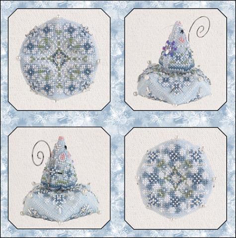  JN340 - Frost Flower Garden Biscornu & Mouse  by Just Nan 