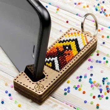 Wonderland Crafts - FLK-488 Phone Stand – Orange and Red - Wooden Bead Kit
