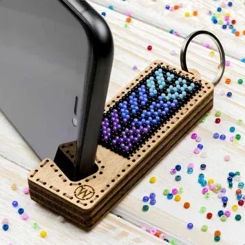 Wonderland Crafts - FLK-490 Phone Stand – Lilac and Light Blue - Wooden Bead Kit