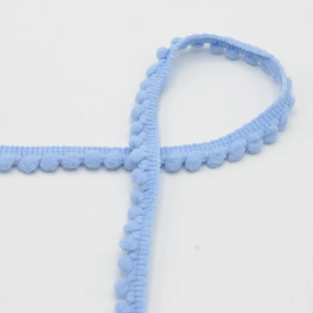 Pom Pom Ribbon - Baby Blue 500  - 6mm  Per Meters 