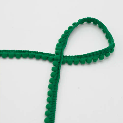 Pom Pom Ribbon - Grass Green 525 - 4mm Per Meters  