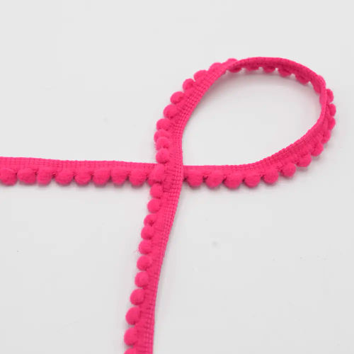 Pom Pom Ribbon - Fuchsia 517 - 6mm  Per Meters  