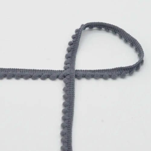 Pom Pom Ribbon - Grey 562 - 6mm  Per Meters  