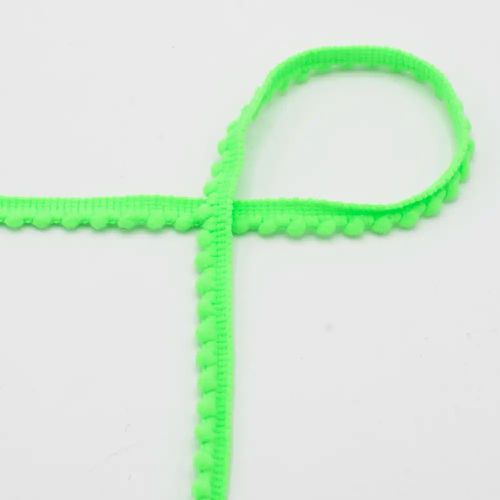 Pom Pom Ribbon - Neon Green 592 - 4mm  Per Meter