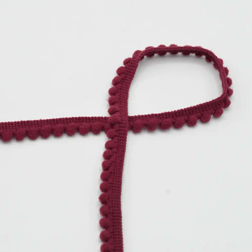 Pom Pom Ribbon - Bordeaux 519 - 6mm  Per Meters by QT