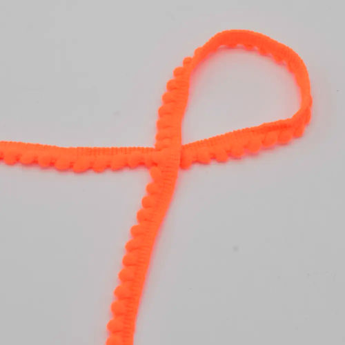 Pom Pom Ribbon - Neon Orange 593 - 6mm  Per Meter by QT