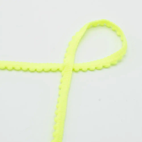 Pom Pom Ribbon - Neon Yellow 591 - 6mm  Per Meter by QT