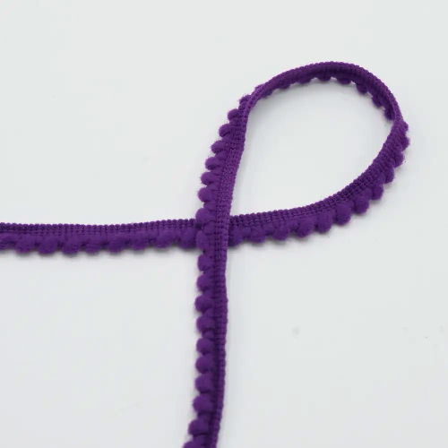 Pom Pom Ribbon - Purple 547 - 4mm - Per Meter by QT