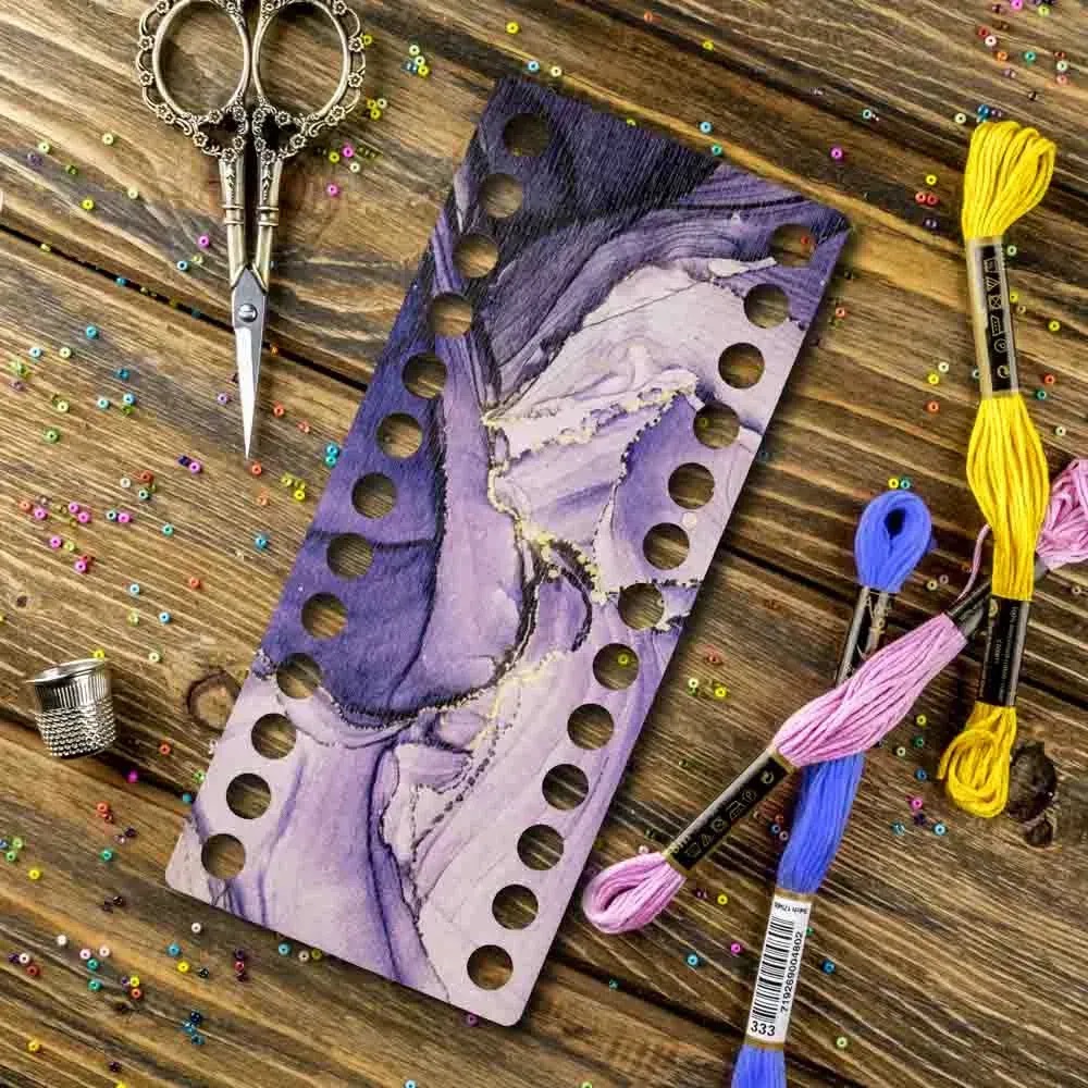 Woodland Crafts - FLZ(P)-0076 Purple Petals, Narrow Rectangular Thread organizer 