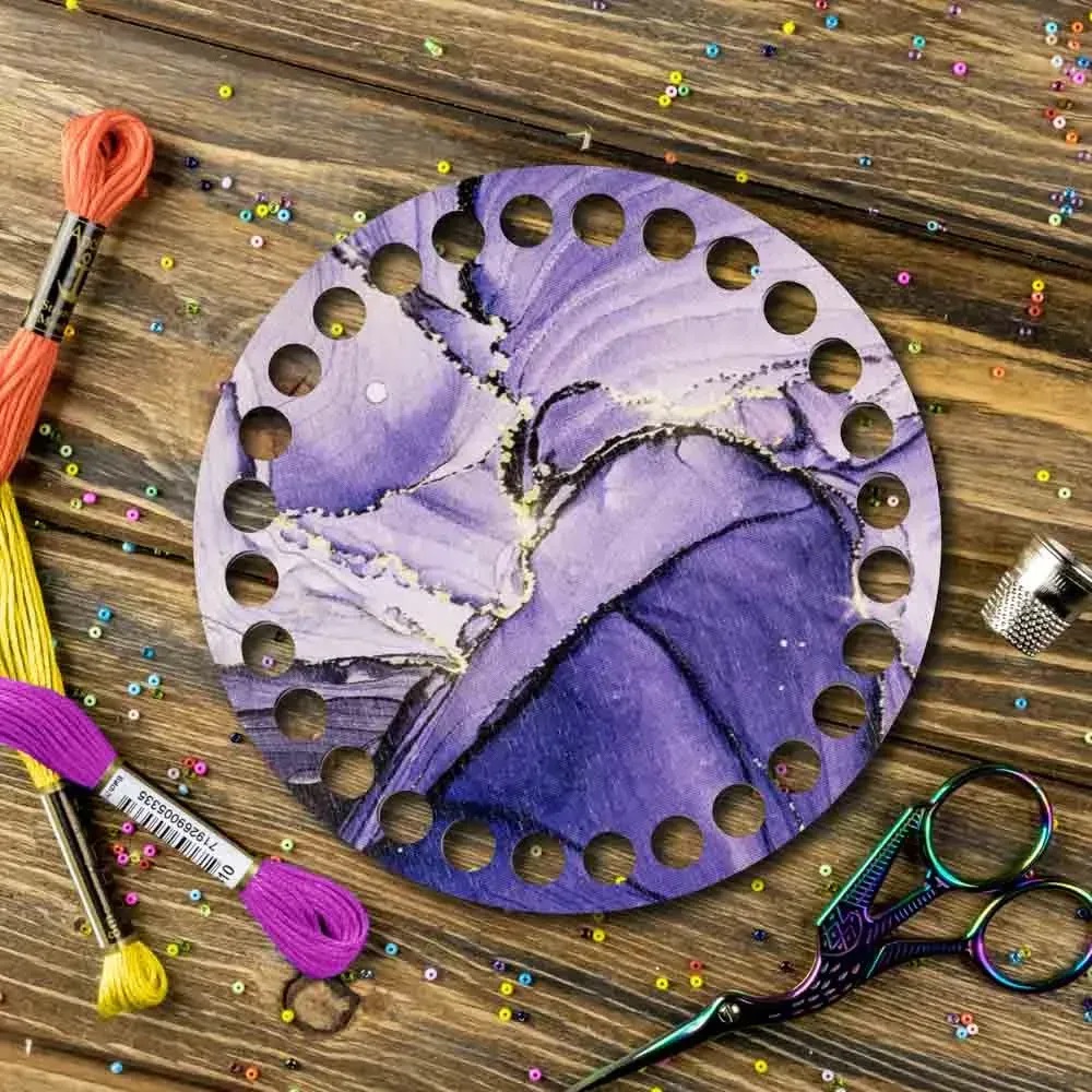 Woodland Crafts - FLZ(P)-073 Purple Petals, Round Thread organizer  
