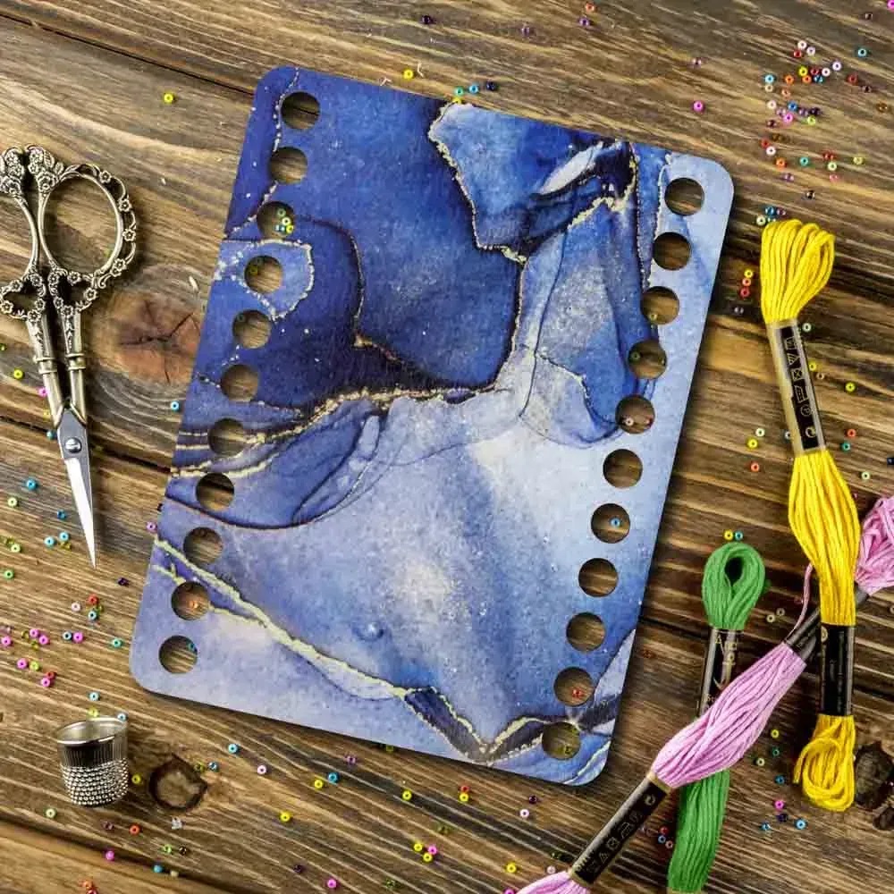  FLZ(P)-066  Blue Marble, Rectangula Thread organizer by Woodland Crafts  