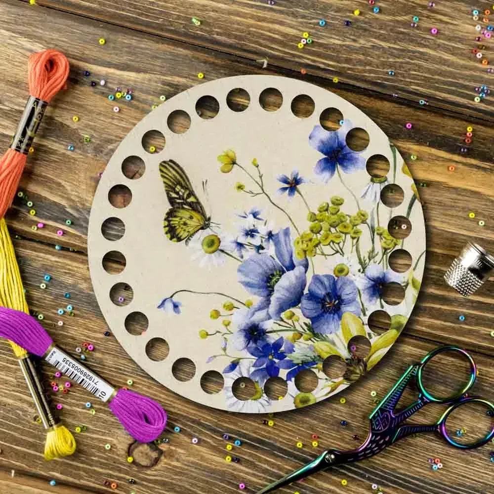 Woodland Crafts - FLZ(P)-061 Wildflowers & Butterflies, Round Thread organizer
