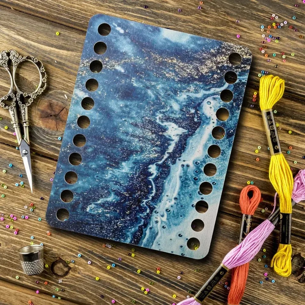 Woodland Crafts  -  FLZ(P)-052  Blue & Gold Abstraction, Rectangular Thread organizer 